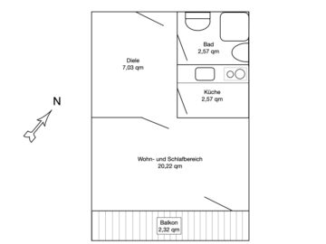 *Reserviert* Kapitalanleger aufgepasst! Gepflegtes Apartment in ruhiger Lage! - Grundriss