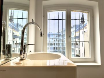 Erstbezug nach Sanierung: Charmantes Loft mit Industriecharakter im Hinterhaus - Leipzig Zentrum - Duschbad untere Ebene